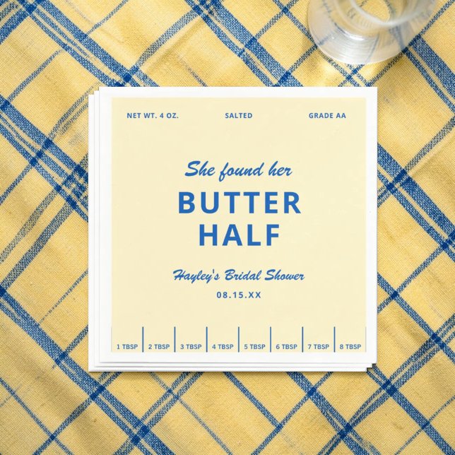 She Found Her Butter Half Bridal Shower Napkin (Creator Uploaded)