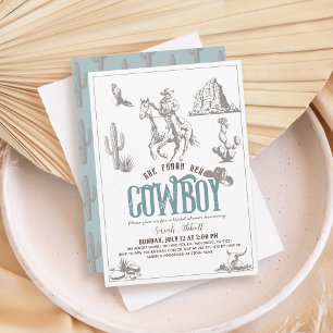 She Found Her Cowboy Blue Bridal Shower Invitation