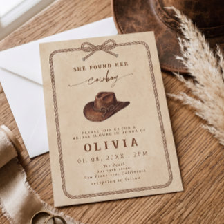 She Found Her Cowboy Rustic Western Bridal Shower Invitation