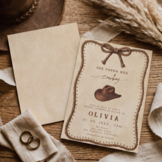 She Found Her Cowboy Rustic Western Bridal Shower Invitation