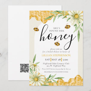 She Found Her Honey Arch Bee Bridal Shower QR Code Invitation