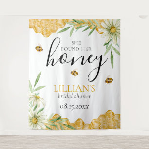 She Found Her Honey Bee Bridal Shower Backdrop Tapestry