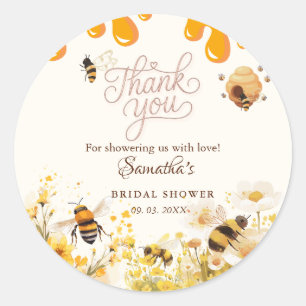 She found her honey Bee bridal shower Classic Round Sticker