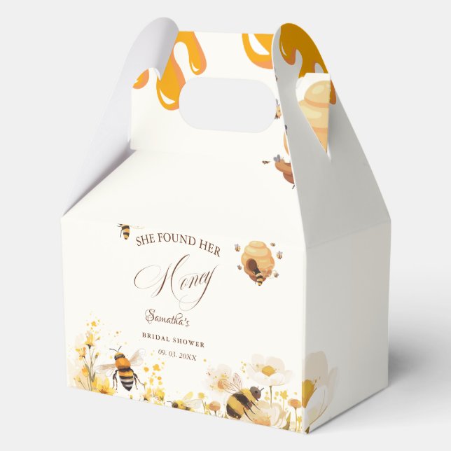She found her honey Bee bridal shower Favour Box (Front)