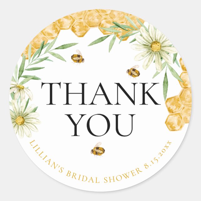 She Found Her Honey Bee Bridal Shower Thank You Classic Round Sticker (Front)
