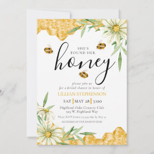 She Found Her Honey Bee Themed Daisy Bridal Shower Invitation