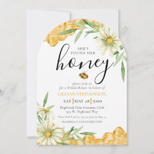 She Found Her Honey Bee Themed Daisy Bridal Shower Invitation