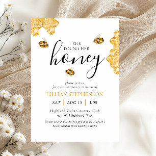 She Found Her Honey Bee Themed Daisy Bridal Shower Invitation