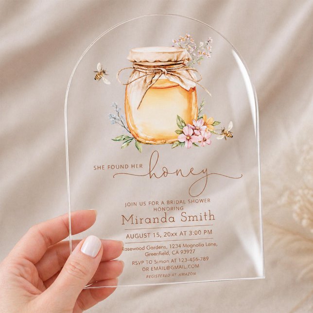 She found her honey Bridal Shower Acrylic Invitations (Creator Uploaded)