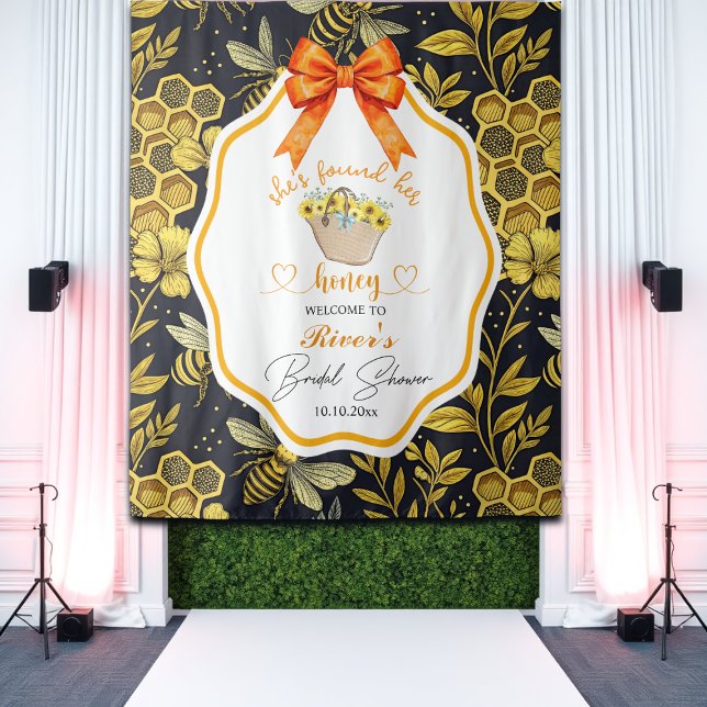 She Found Her Honey Bridal Shower Backdrop Tapestry (Creator Uploaded)