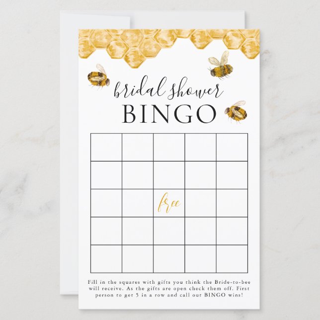 She Found Her Honey Bridal Shower Bingo Game Card (Front)
