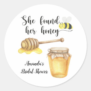She found her honey Bridal shower Classic Round Sticker