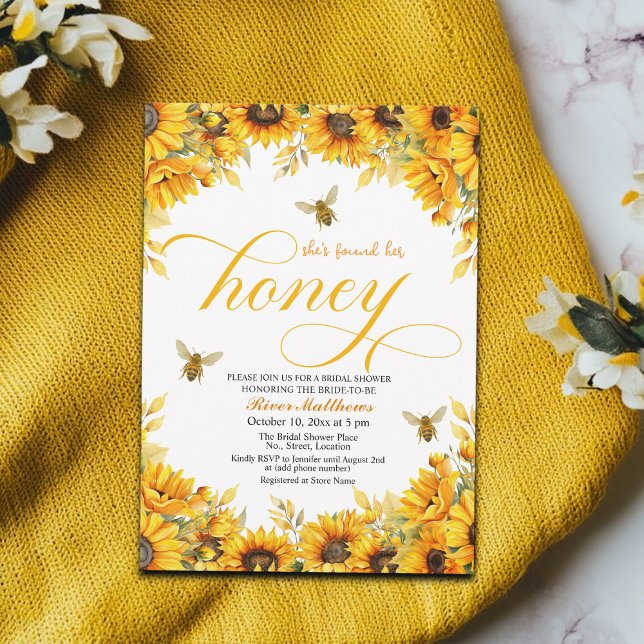 She Found Her Honey Bridal Shower Invitation (Creator Uploaded)