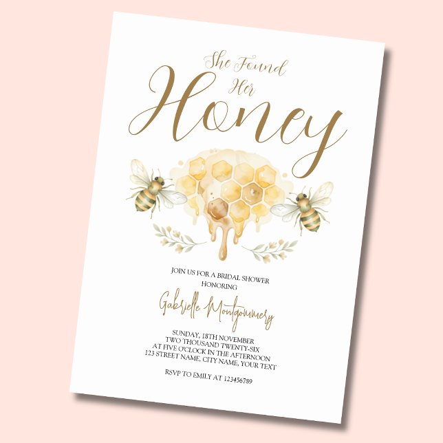 She Found Her Honey Bridal Shower  Invitation (Creator Uploaded)