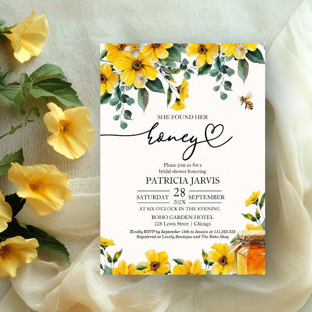 She Found Her Honey Bridal Shower Invitation (Creator Uploaded)