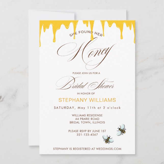 She Found her Honey Bridal Shower Invitation (Front)