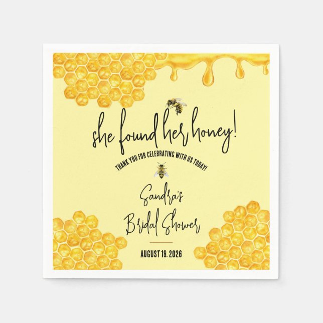 She Found Her Honey! Bridal Shower  Napkin (Front)