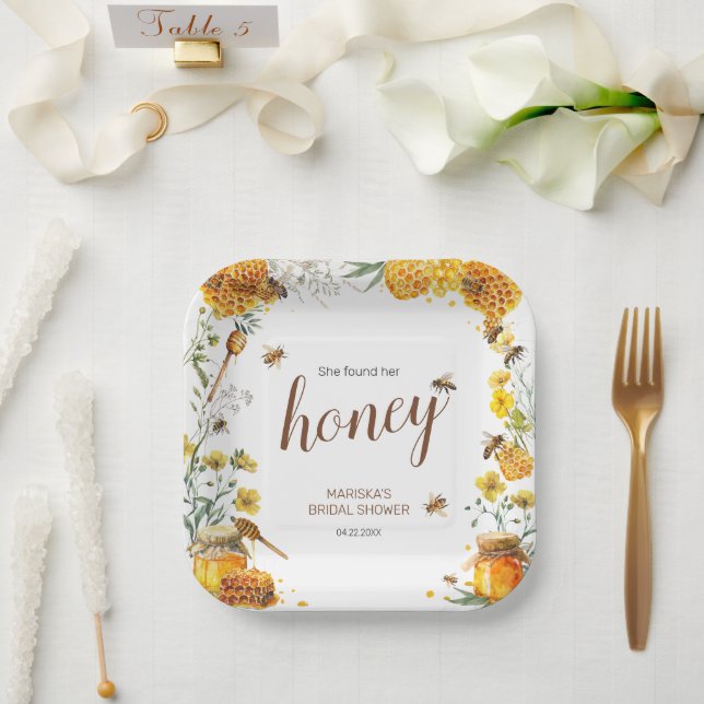 She Found her Honey Bridal Shower Paper Plate (Wedding)