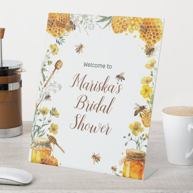 She Found her Honey Bridal Shower Pedestal Sign (In SItu)