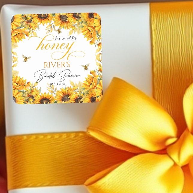 She Found Her Honey Bridal Shower   Square Sticker (Creator Uploaded)