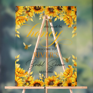 She Found Her Honey Bridal Shower Welcome Acrylic Sign
