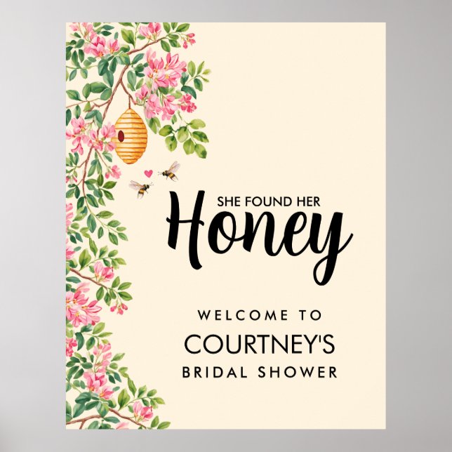 She Found Her Honey Bridal Shower Welcome Sign (Front)