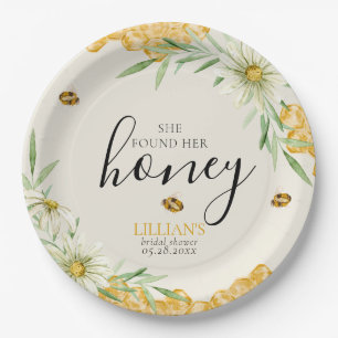 She Found Her Honey Daisy Floral Bee Bridal Shower Paper Plate
