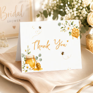 She Found Her Honey Elegant Floral Gold Custom Thank You Card