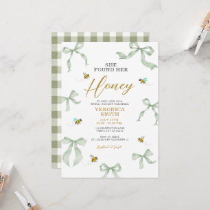 She Found Her Honey Gingham Bee Bridal Shower Invitation