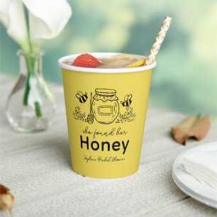 She found her Honey Hand-drawn Bridal Shower Paper Cups