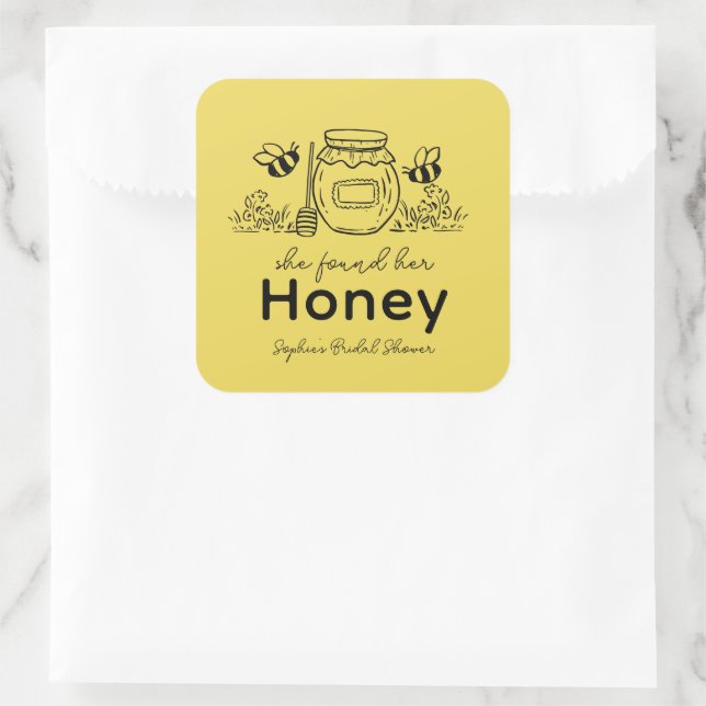 She found her Honey Hand-drawn Bridal Shower Square Sticker (Bag)