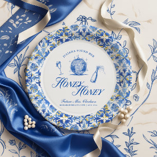 She Found Her Honey Honey Blue Greece Bachelorette Paper Plate