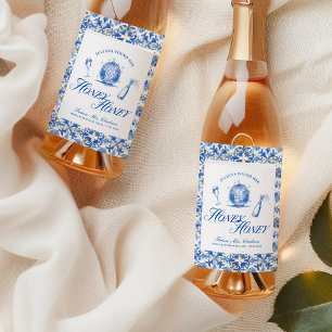She Found Her Honey Honey Blue Greece Bachelorette Wine Label