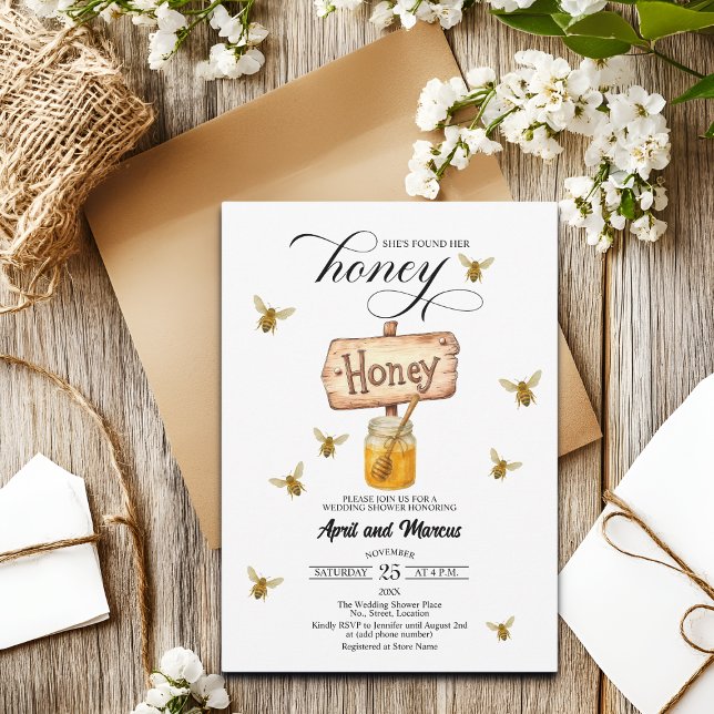 She Found Her Honey Jar Sign Wedding Shower Invitation (Creator Uploaded)