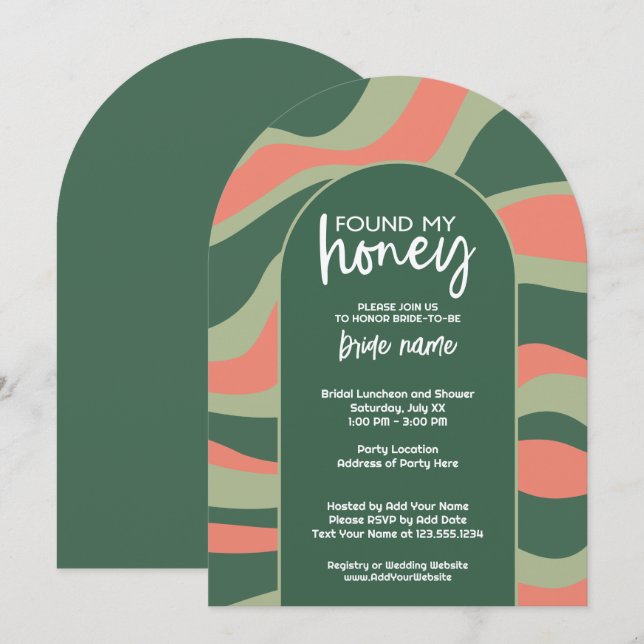 She Found Her Honey - Organic Curves Bridal Shower Invitation (Front/Back)
