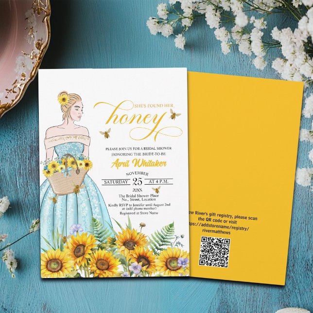 She Found Her Honey QR Code Bridal Shower Invitation (Creator Uploaded)