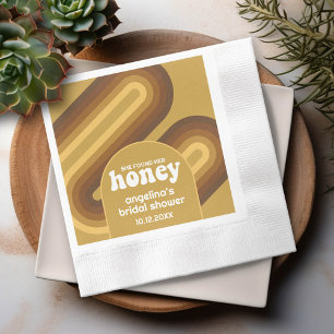 She Found Her Honey - Retro Stripes Bridal Shower Napkin