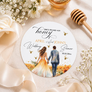 She Found Her Honey Wedding Shower Classic Round Sticker