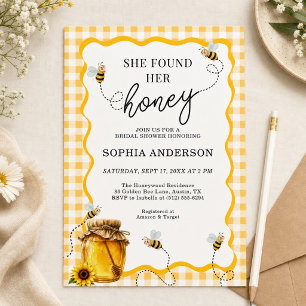 She Found Her Honey Yellow Gingham Bridal Shower Invitation