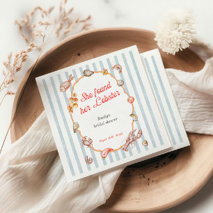 She Found Her Lobster Coastal Bridal Shower Napkin
