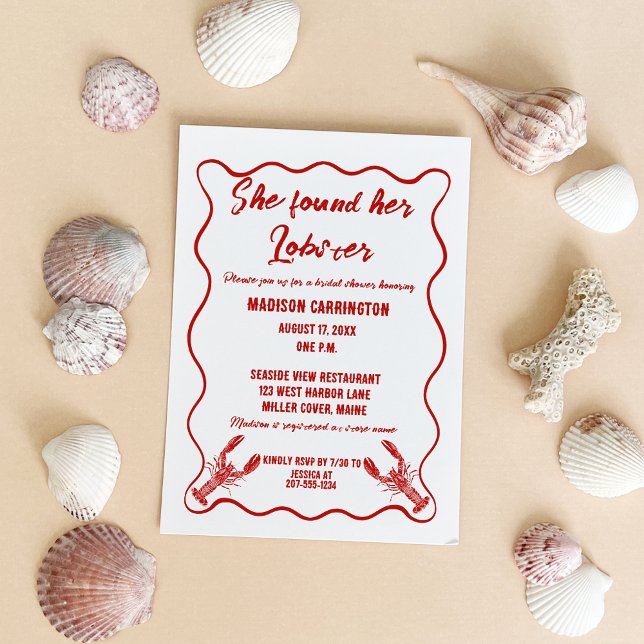 She Found Her Lobster Nautical Bridal Shower Invitation (Creator Uploaded)