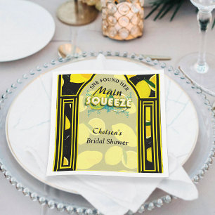 She Found Her Main Squeeze Black & Yellow Elegant  Napkin