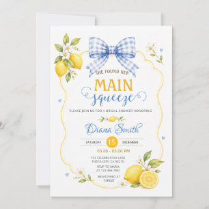 She Found Her Main Squeeze Blue Bow Bridal Shower Invitation