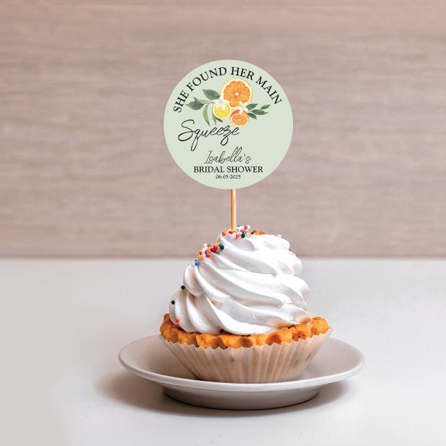 She Found Her Main Squeeze Bridal Shower Greenery Classic Round Sticker (She Found Her Main Squeeze)