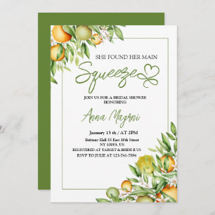 She Found Her Main Squeeze Bridal Shower Greenery Invitation