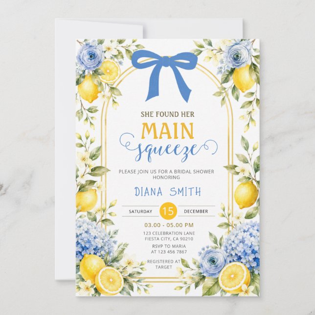 She Found Her Main Squeeze Bridal Shower  Invitati Invitation (Front)