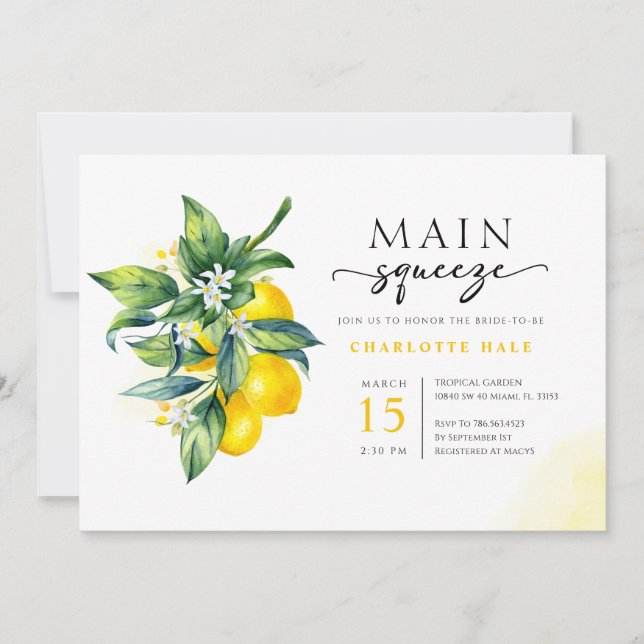 She Found Her Main Squeeze Bridal Shower Invitation (Front)