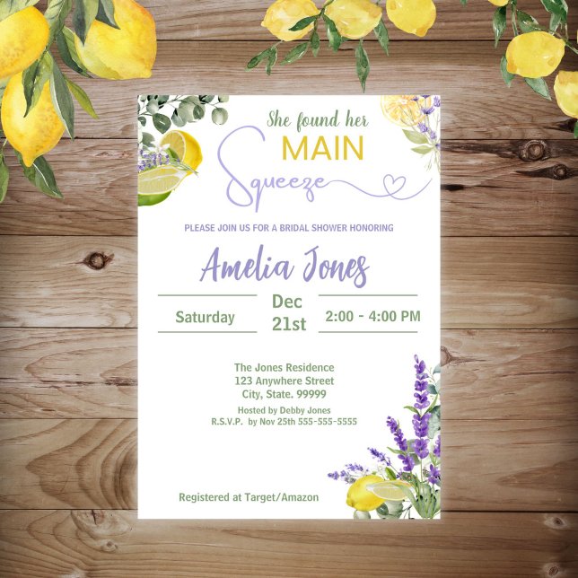 She Found Her Main Squeeze Bridal Shower   Invitation (Creator Uploaded)