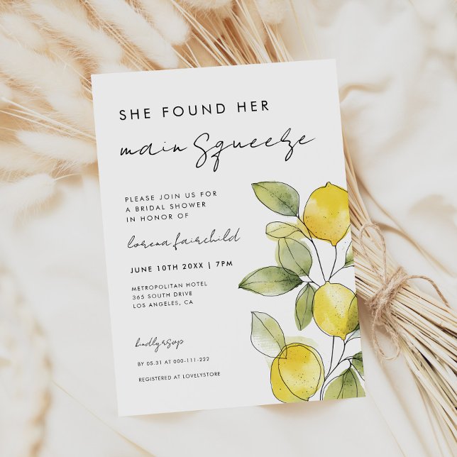 She Found Her Main Squeeze Bridal Shower Invitation (Creator Uploaded)