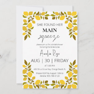 she found her main squeeze bridal shower invitation